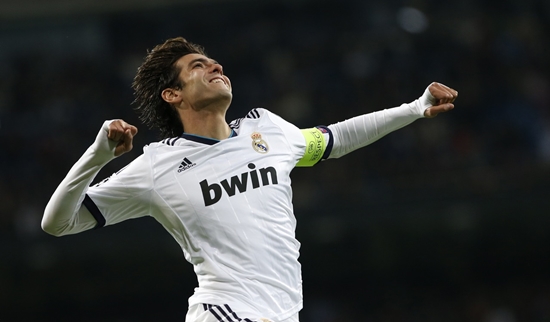 Real Madrid's Kaka celebrates his goal during their Champions League Group D soccer match against Ajax Amsterdam at Santiago Bernabeu stadium in Madrid