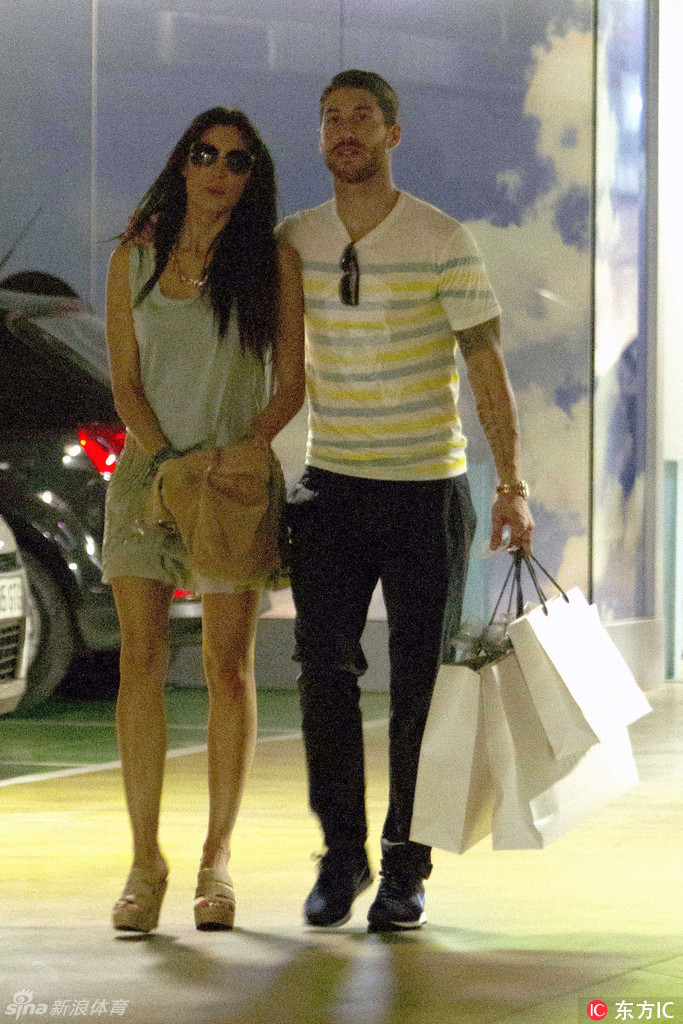 Real Madrid football player Sergio Ramos and his girlfriend Pilar rubio go shopping in Madrid 2th July Madrid, Spain NON EXCLUSIVE